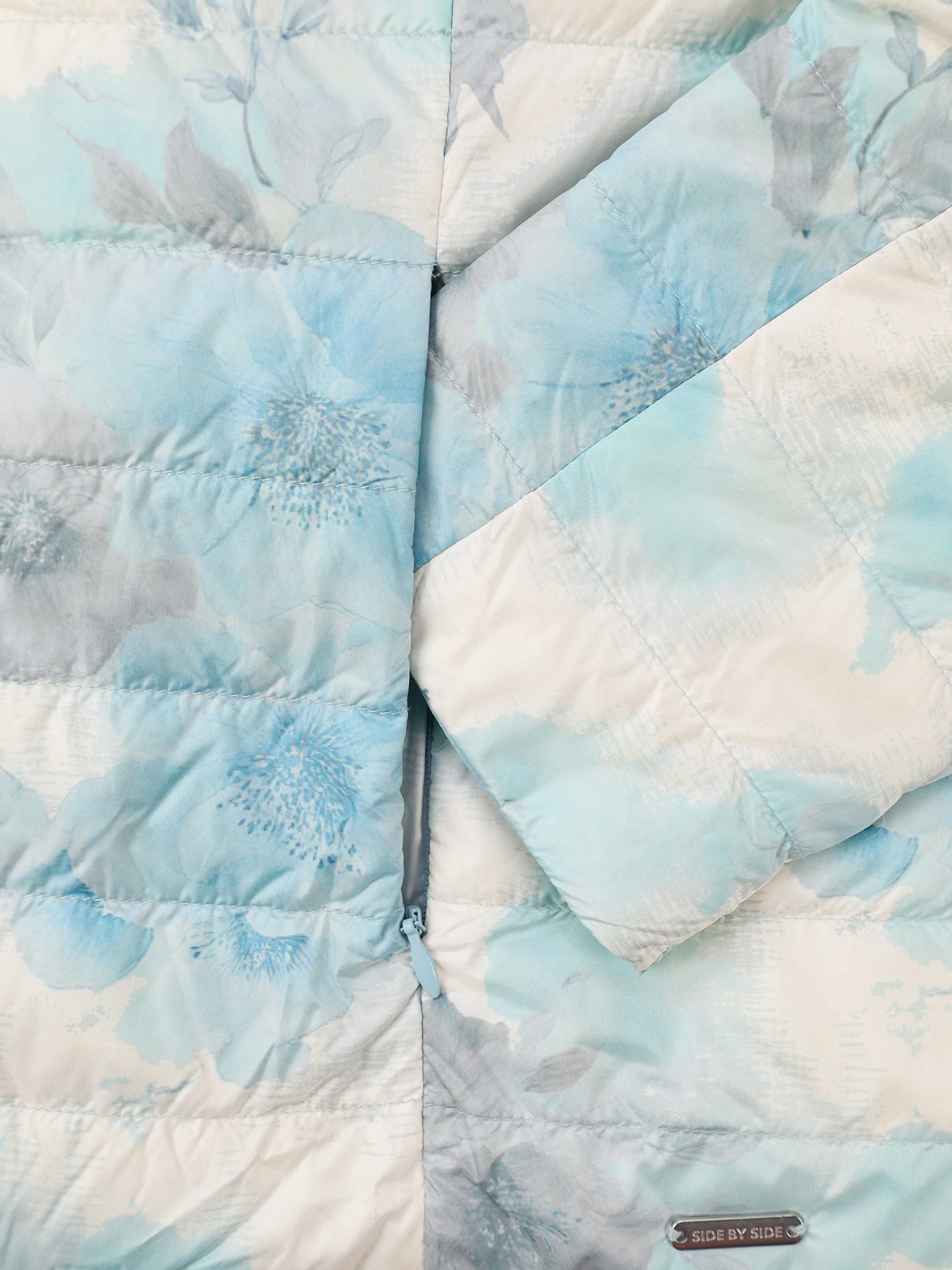 Куртка двухсторонняя голубого цвета с цветочным принтом